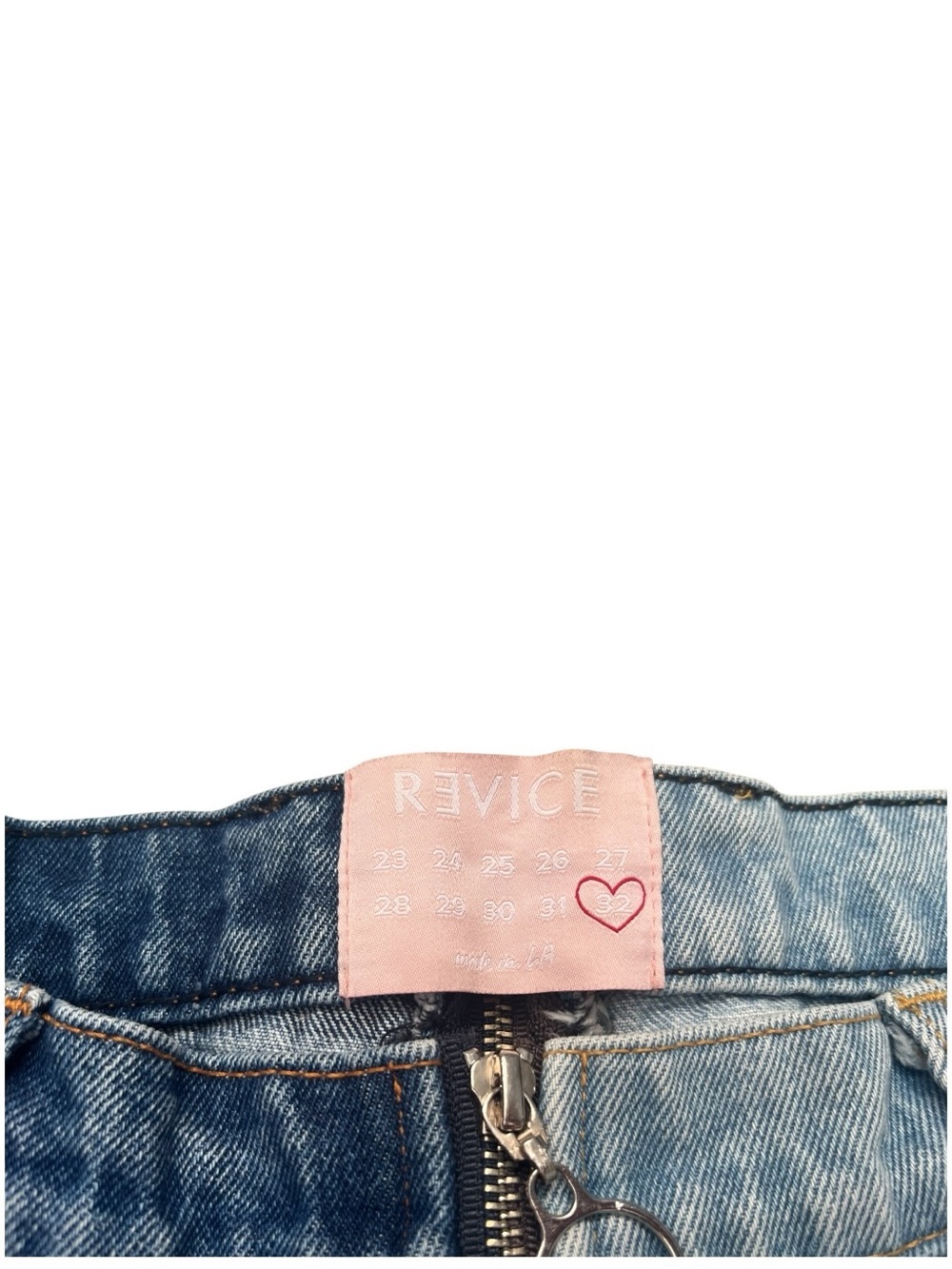 Revice Yin Yang cropped two tone denim straight leg jeans with zipper accent - Picture 6 of 7